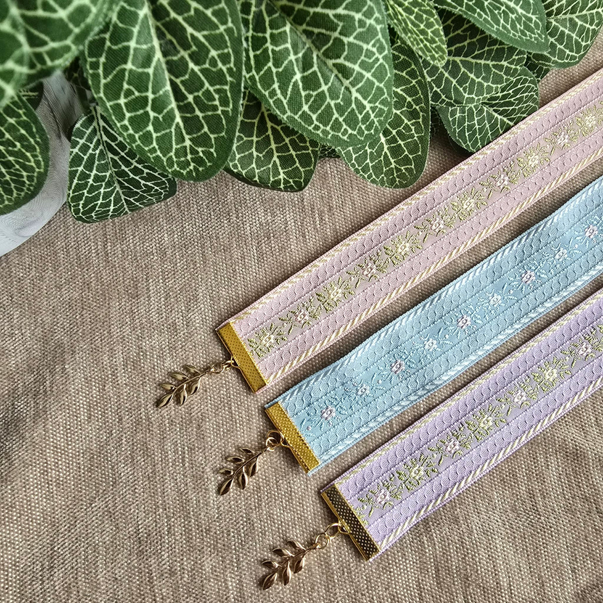 Floral Woven Jacquard Ribbon Bookmark