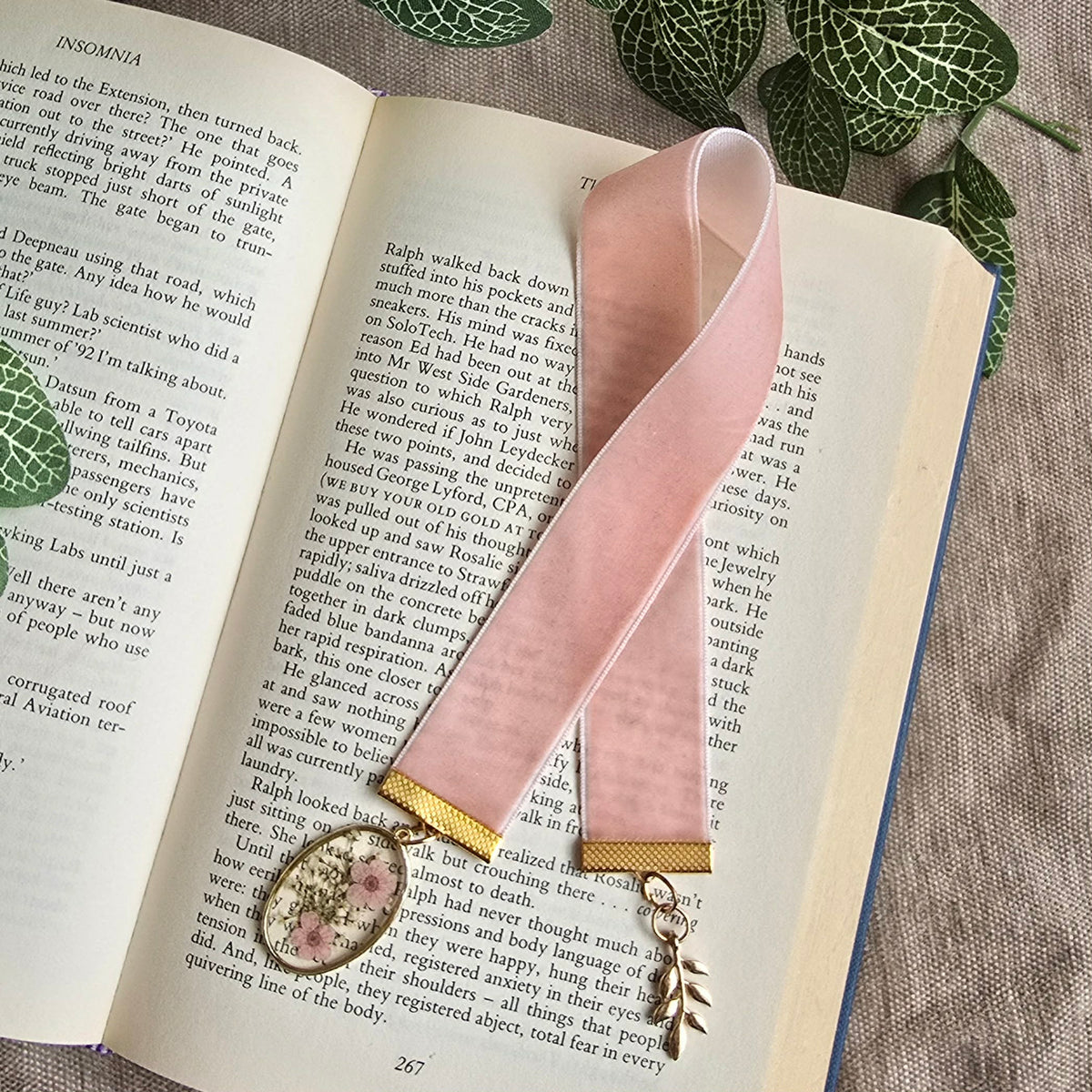 Pressed Flower Resin Pendant Ribbon Bookmark