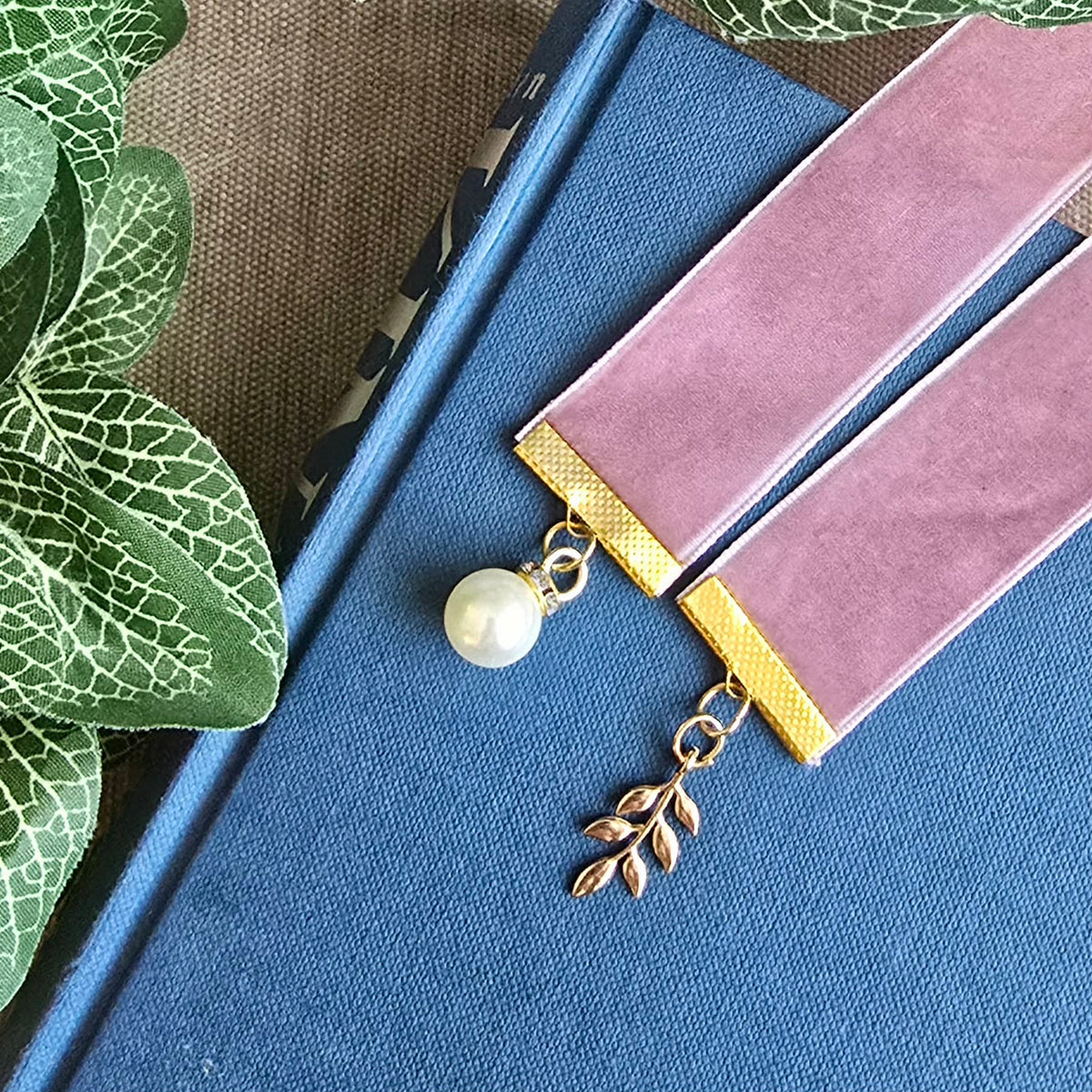 Pearl & Botanical Leaf Ribbon Bookmark