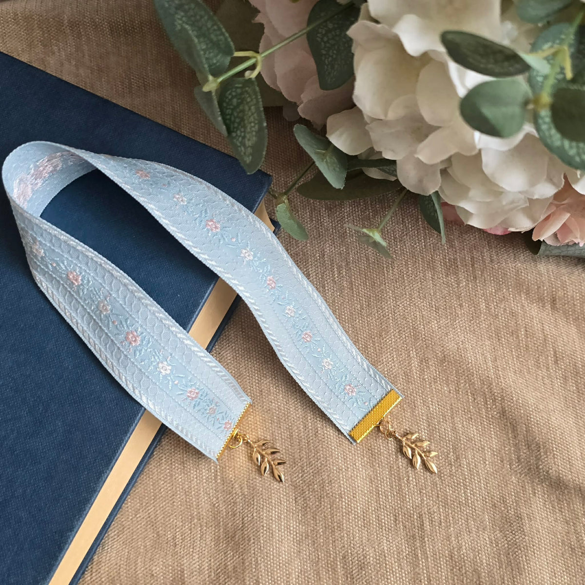 Floral Woven Jacquard Ribbon Bookmark