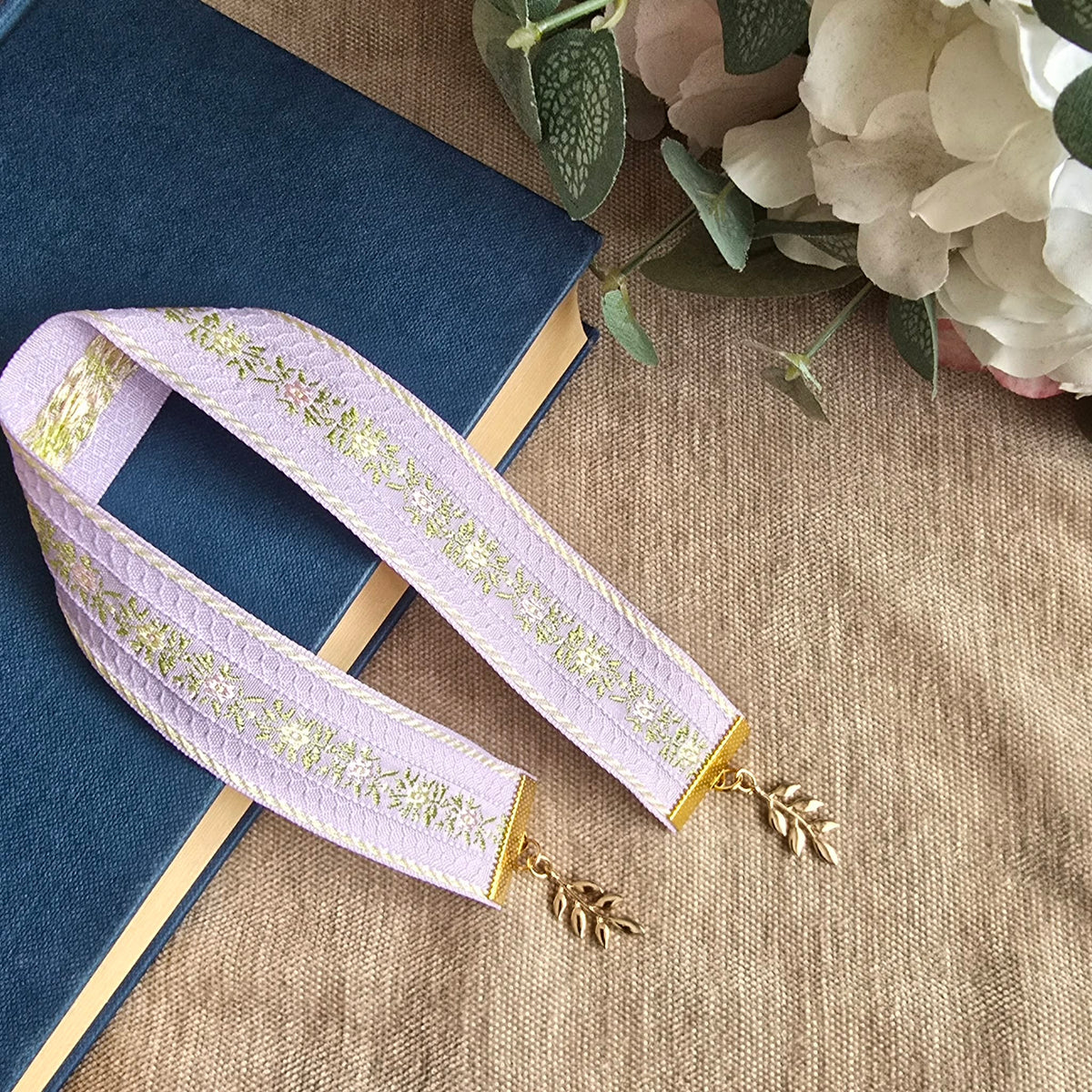 Floral Woven Jacquard Ribbon Bookmark
