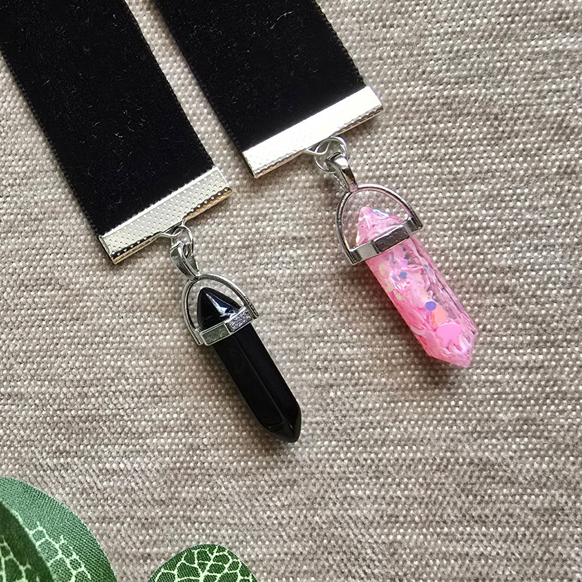Gothic Crystal & Gem Ribbon Bookmark
