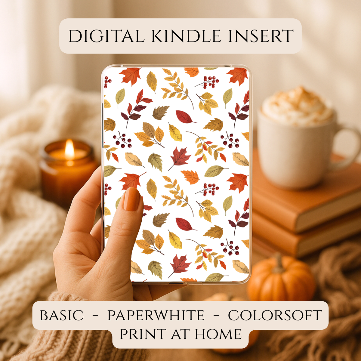 Autumn Leaves Digital Kindle Insert