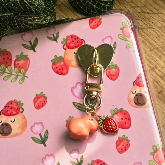Strawberry Capybara Kindle Charm