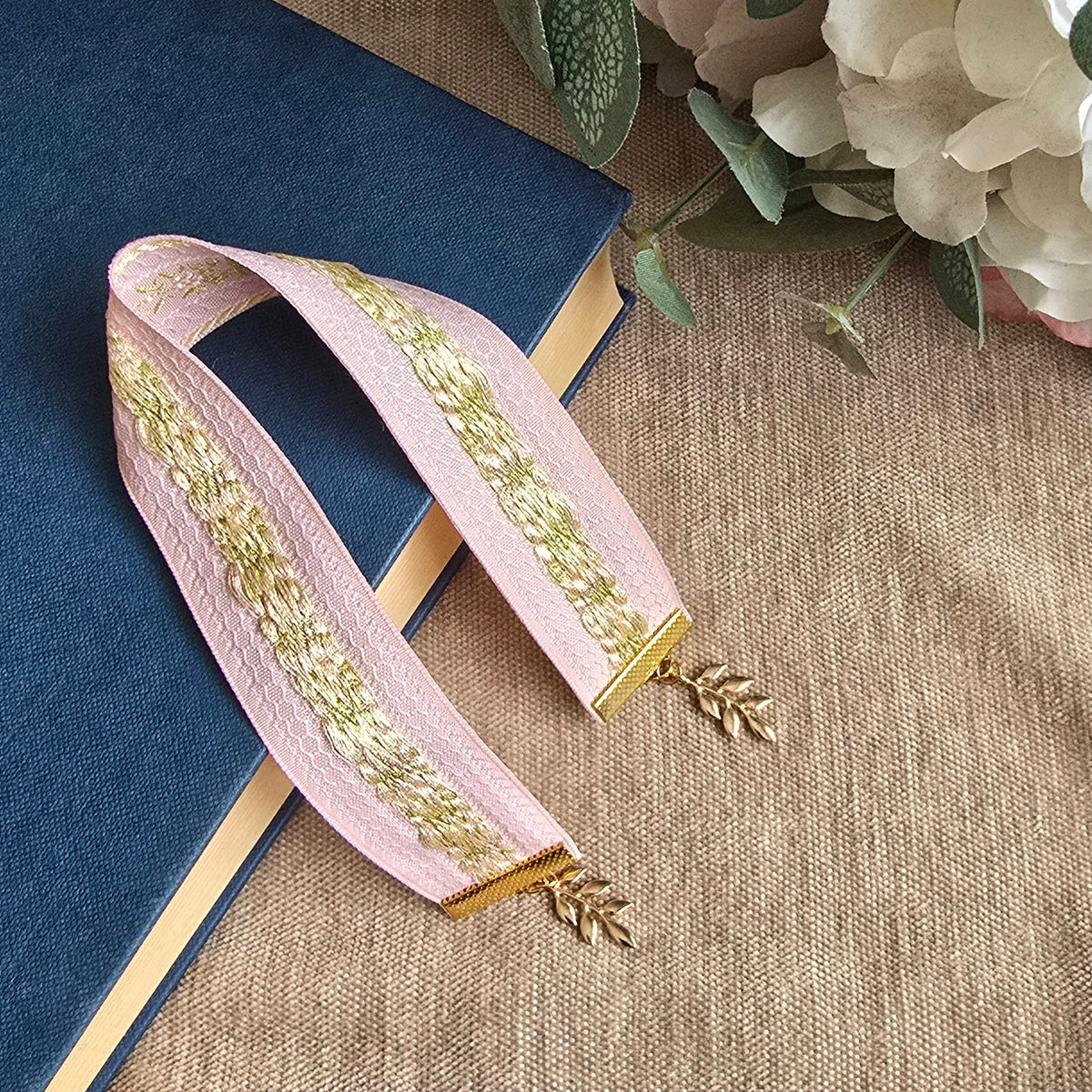 Floral Woven Jacquard Ribbon Bookmark