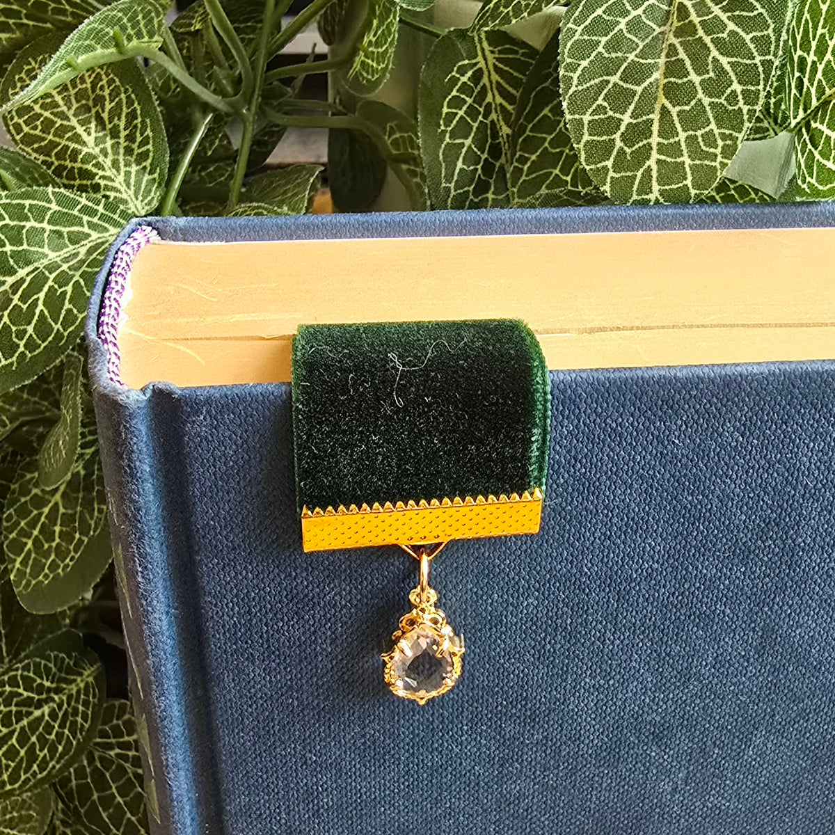 Diamond Gem & Gold Key Ribbon Bookmark