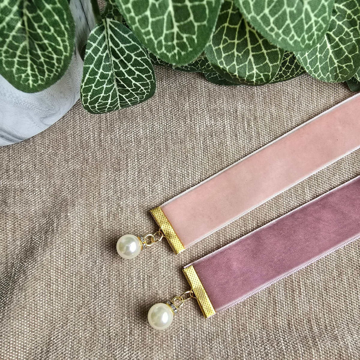 Pearl & Botanical Leaf Ribbon Bookmark